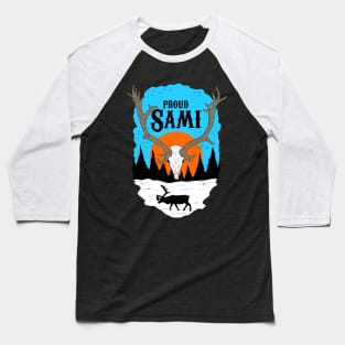 proud sami, sunset snow with a reindeer skull. Baseball T-Shirt